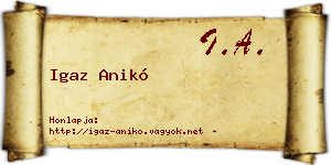 Igaz Anikó névjegykártya